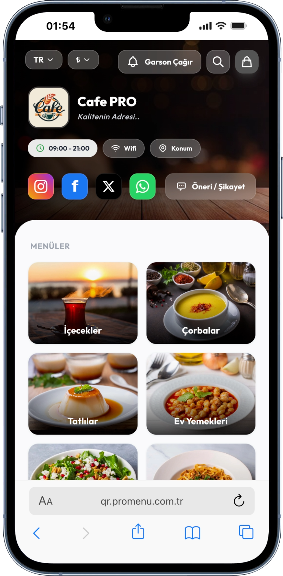 ProMenu Mobil Görünüm
