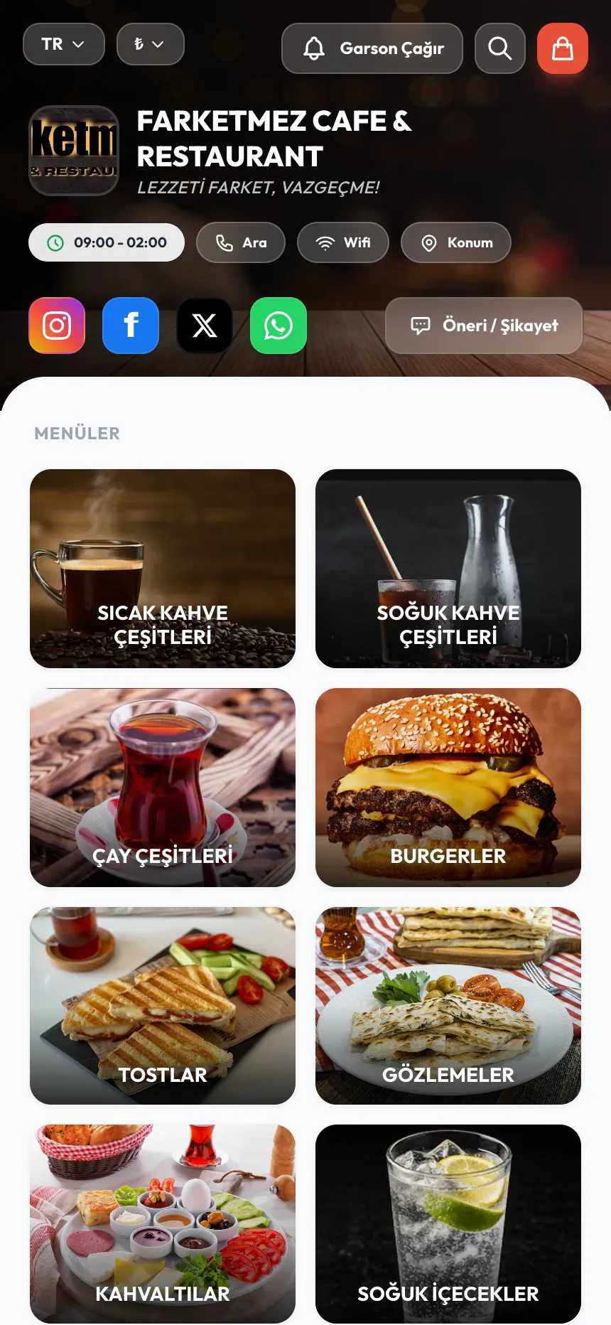Farketmez Cafe & Restaurant QR menü önizlemesi
