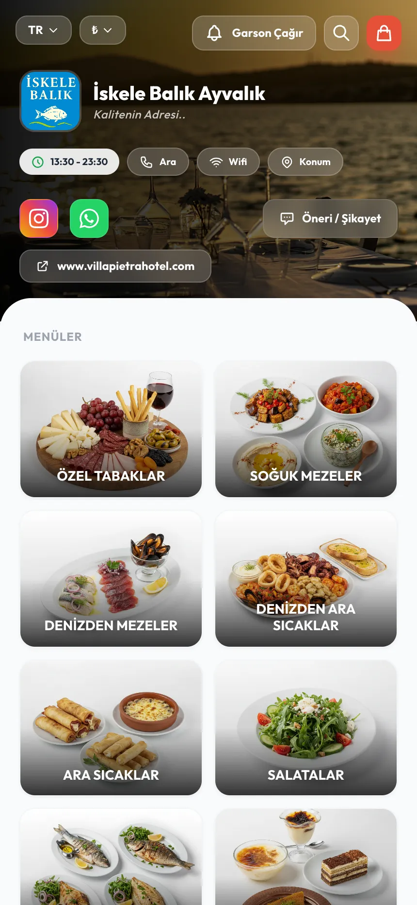 İskele Balık Ayvalık QR menü önizlemesi