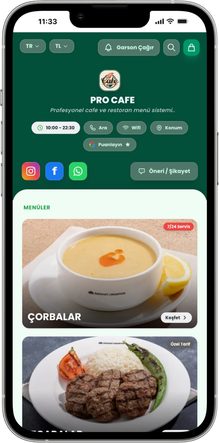 Botanik QR menü teması önizlemesi