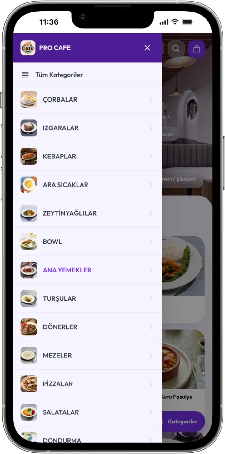 Lavanta QR menü teması önizlemesi