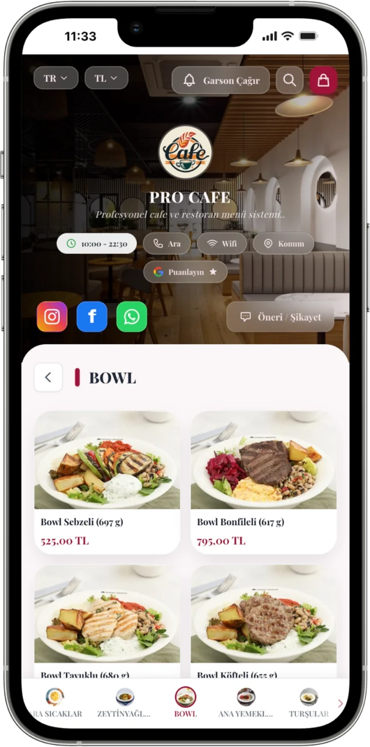 Lüks Bordo QR menü teması önizlemesi
