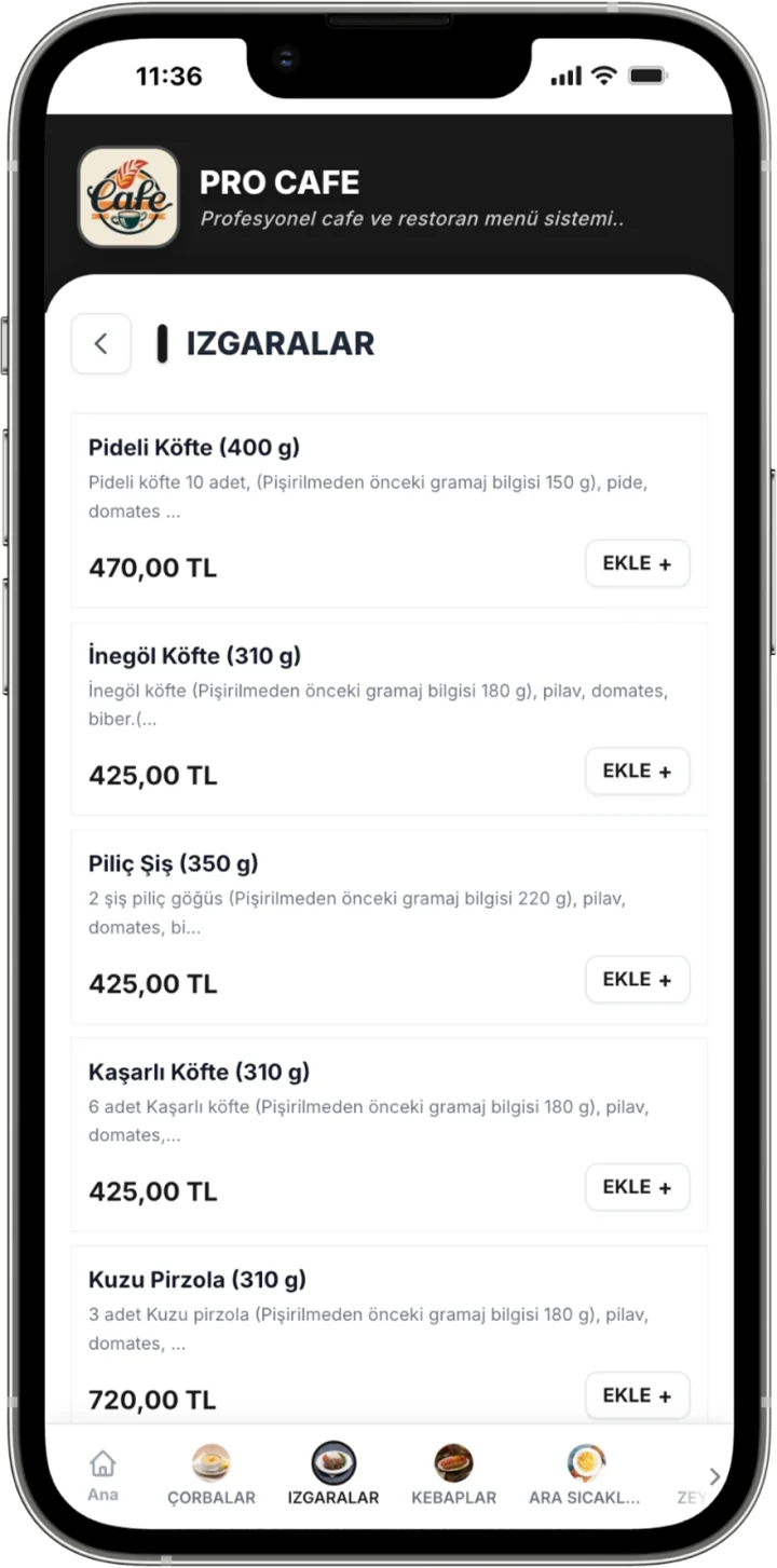 Minimal Mono QR menü teması önizlemesi