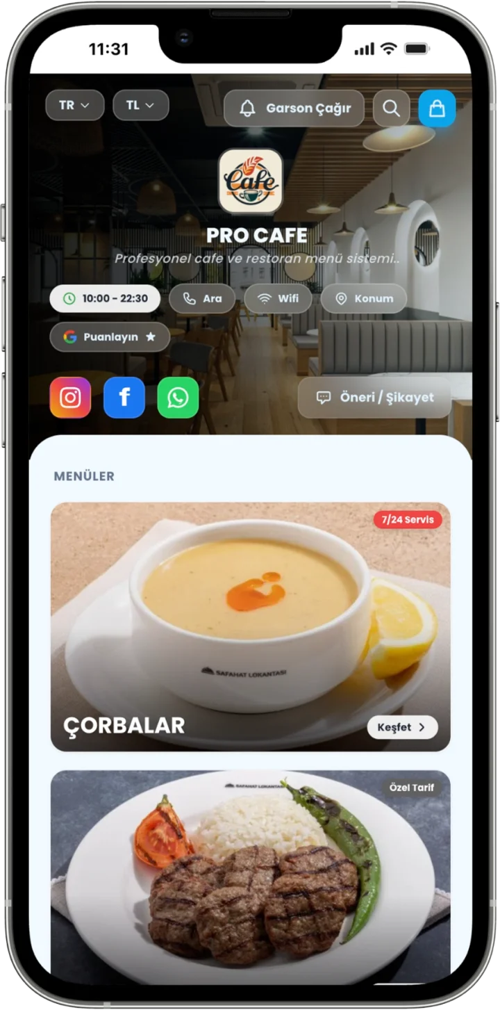 Vitrin Izgara QR menü teması önizlemesi